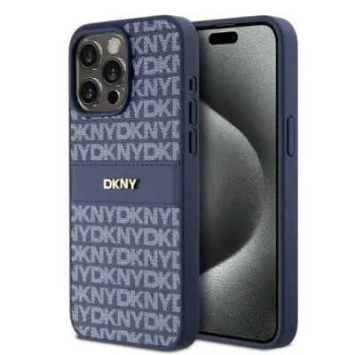 DKNY iPhone 15 Pro Mobilskal Läder Mono Stripe&Metal Logo