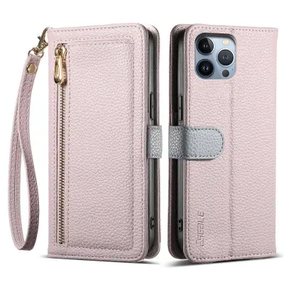 ESEBLE E11 för iPhone 15 Pro Plånboksfodral Konstläder - Lila