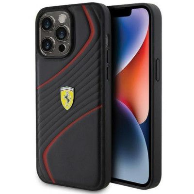 Ferrari iPhone 15 Pro Mobilskal Twist Metal Logo - Svart