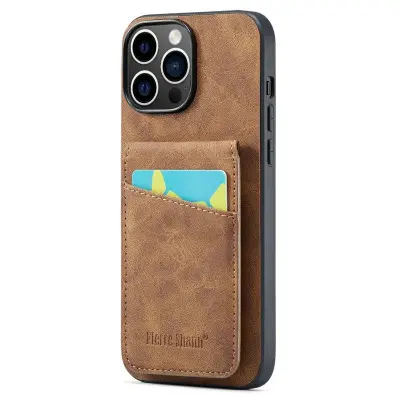 FIERRE SHANN för iPhone 15 Pro Fodral KonstLäder - Brun