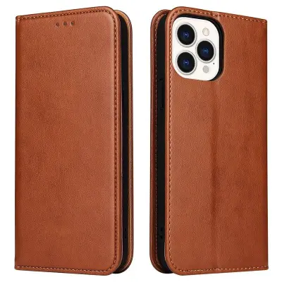 FIERRE SHANN iPhone 15 Pro Plånboksfodral - Magnetiskt Konstläder - Brun