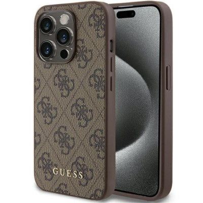 Guess iPhone 15 Pro Mobilskal Metall Gold Logo - Brun
