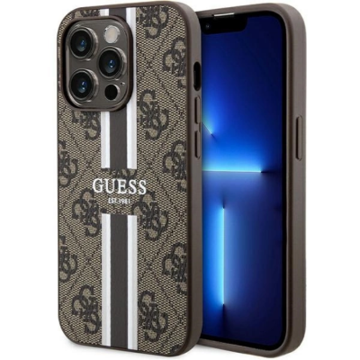 Guess iPhone 15 Pro Mobilskal Magsafe Printed Stripes - Brun