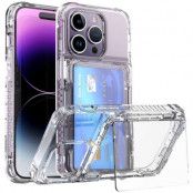iPhone 15 Pro Mobilskal Korthållare Kickstand - Clear