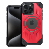 iPhone 15 Pro Mobilskal Magsafe Ringhållare Armor - Röd