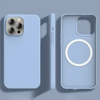 iPhone 15 Pro Mobilskal MagSafe Ultra Thin Silikon (Haze Blå)