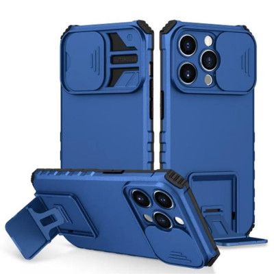 iPhone 15 Pro Mobilskal TPU Kickstand - Blå