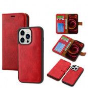 iPhone 15 Pro Plånboksfodral 2-in-1 Detachable - Röd