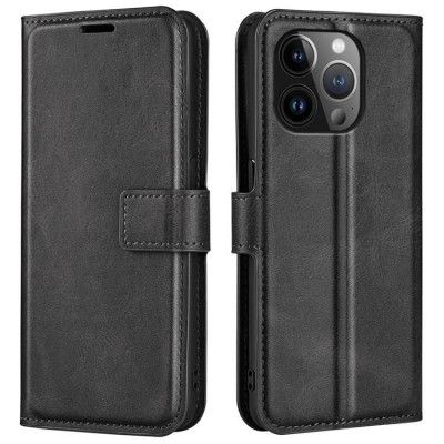 iPhone 15 Pro Plånboksfodral Calf Flip Folio - Svart