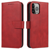 iPhone 15 Pro Plånboksfodral Magnet Stativ - Röd