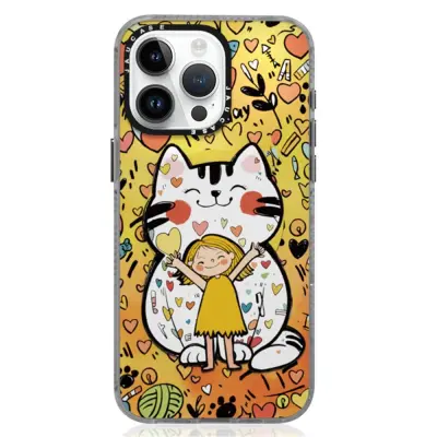 JAUCASE iPhone 15 Pro Mobilskal MagSafe Cartoon Cat - Gul