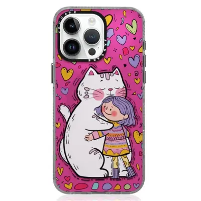 JAUCASE iPhone 15 Pro Mobilskal MagSafe Cartoon Cat - Rosa
