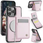 JEEHOOD J06 iPhone 15 Pro Skal MagSafe med Kortfack - Rosa