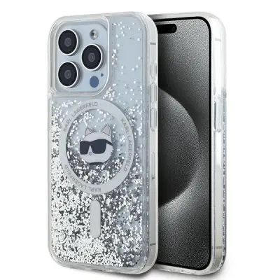 Karl Lagerfeld iPhone 15 Pro Skal MagSafe Glitter Choupette Head