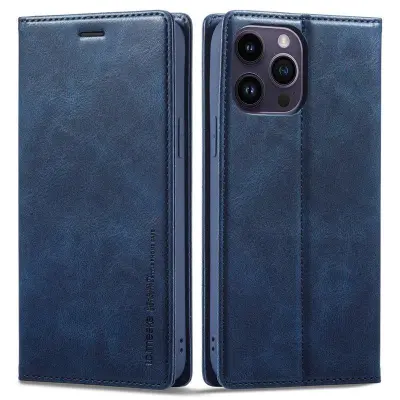 LC.IMEEKE iPhone 15 Pro Plånboksfodral i Konstläder - Blå