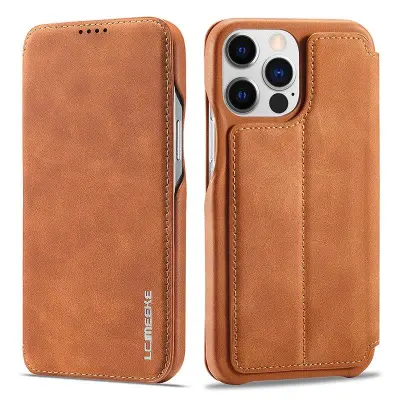 LC.IMEEKE iPhone 15 Pro Fodral KonstLäder - Brun