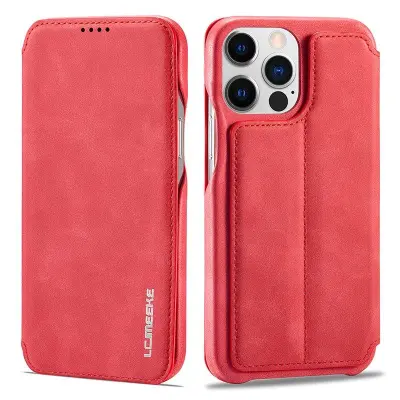 LC.IMEEKE iPhone 15 Pro Fodral KonstLäder - Röd