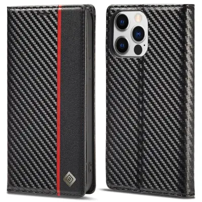 LC.IMEEKE iPhone 15 Pro Plånboksfodral i Konstläder - Vertikal Rand