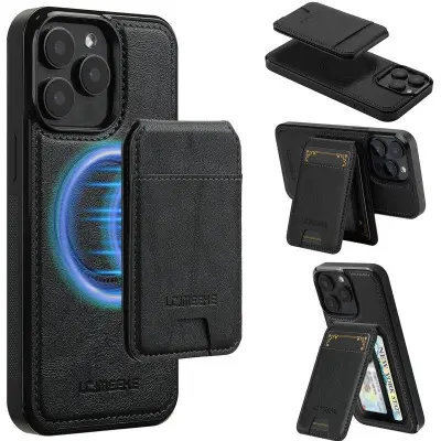 LC.IMEEKE L3 iPhone 15 Pro Fodral KonstLäder - Svart