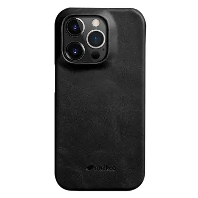 MELKCO iPhone 15 Pro Mobilskal Äkta Läder Belagt PC Svart