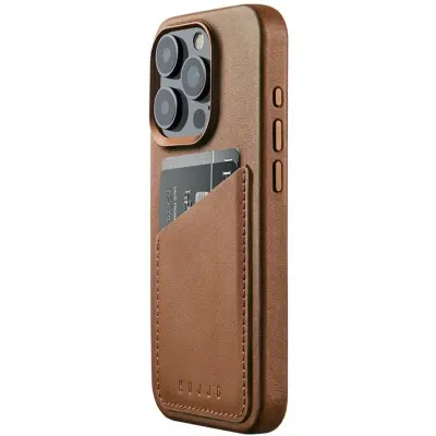 Mujjo Full Leather Wallet Case (iPhone 15 Pro) - Vinröd
