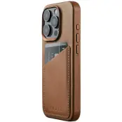 Mujjo Full Leather Wallet Case (iPhone 15 Pro) - Blå