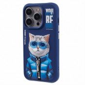 NIMMY iPhone 15 Pro Mobilskal Glasses Pet Gen 2 - Blå Coat Cat