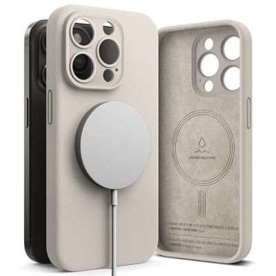 Ringke iPhone 15 Pro Mobilskal Magsafe Silikon - Stone