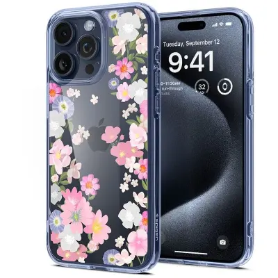 Spigen Ultra Hybrid (iPhone 15 Pro) - Transparent/röd