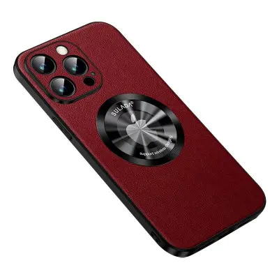 SULADA iPhone 15 Pro Mobilskal PU Läder Coated TPU Röd
