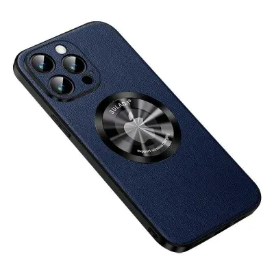 SULADA iPhone 15 Pro Mobilskal PU Läder TPU MagSafe Kompatibel Blå