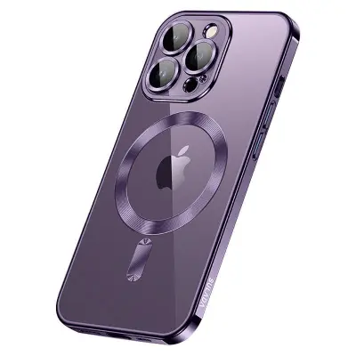 SULADA iPhone 15 Pro Skal Tempererat Glas + TPU - Mörklila