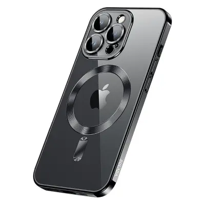 SULADA iPhone 15 Pro Mobilskal TPU och Härdat Glas MagSafe - Svart
