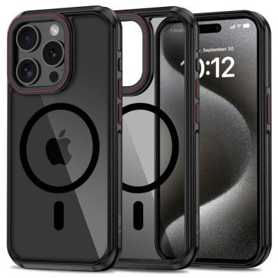 Tech-Protect iPhone 15 Pro Mobilskal Magsafe Maghybrid - Svart/Röd