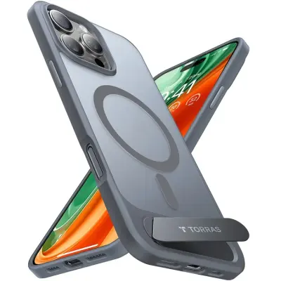 Torras iPhone 15 Pro Mobilskal Magsafe Kickstand - Grå