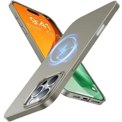 Torras iPhone 15 Pro Mobilskal Magsafe Shockproof - Titanium Grå