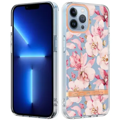 Trolsk Blommigt Skal - Rosa Gardenia (iPhone 15 Pro)