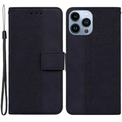 Trolsk Geometry Imprinted Wallet (iPhone 15 Pro) - Svart