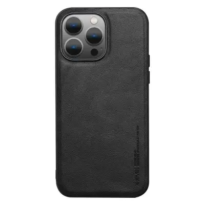 X-LEVEL Bojue-3 iPhone 15 Pro Mobilskal PU Läder Svart