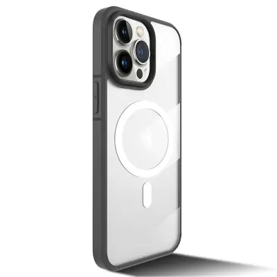 X-LEVEL Crystal Clear iPhone 15 Pro Mobilskal MagSafe TPU+PC Grå