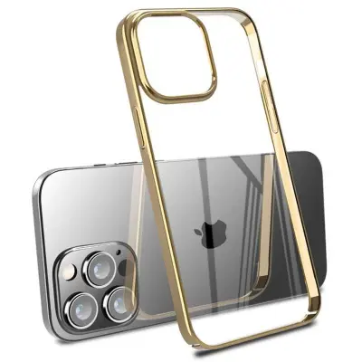 X-LEVEL iPhone 15 Pro Mobilskal Clear Back Hard PC Guld