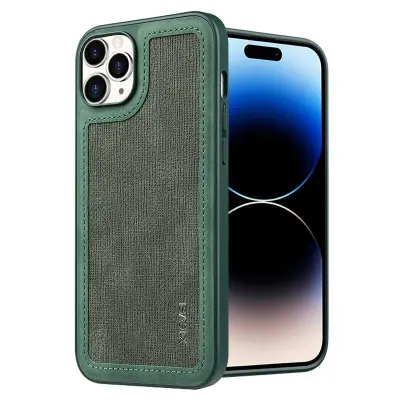 X-LEVEL iPhone 15 Pro Mobilskal PU Läder TPU Stötabsorberande Grön