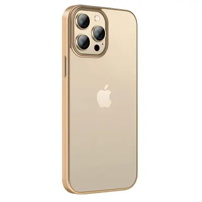 X-LEVEL iPhone 15 Pro Mobilskal Transparent Anti-fingeravtryck Guld