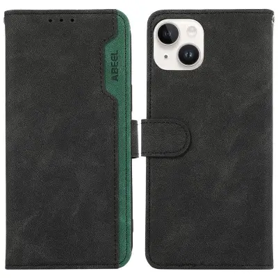 ABEEL iPhone 15 Plånboksfodral RFID Blocker Ställ Konstläder Svart
