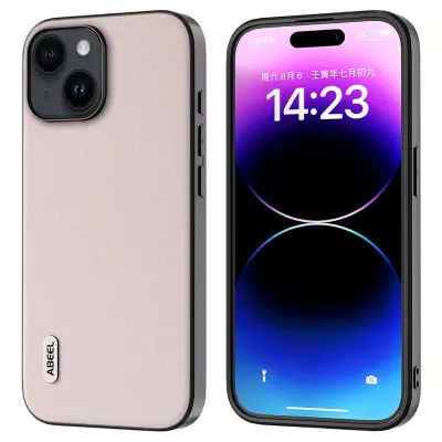 ABEEL iPhone 15 Glitter Mobilskal PU Läder TPU Anti-Scratch Vit