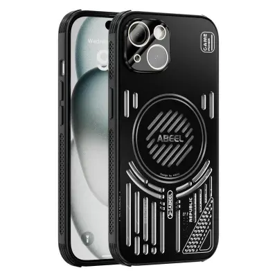 ABEEL iPhone 15 Magnetiskt Fodral Aluminium + PC + TPU - Svart