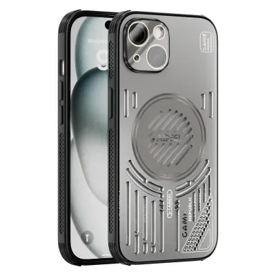 ABEEL iPhone 15 Magnetiskt Fodral Aluminium + PC + TPU - Grå