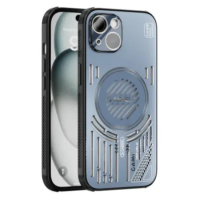 ABEEL iPhone 15 Magnetiskt Mobilskal Aluminium + PC + TPU - Blå