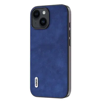 ABEEL iPhone 15 Mobilskal Anti-drop Texturerad PU Läder Blå
