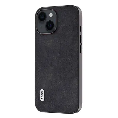 ABEEL iPhone 15 Mobilskal Anti-drop Texturerad PU Läder - Svart